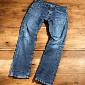 Levis 511 Slim‎ Fit Jeans Men 32x32 Medium Wash Blue Denim Pants Whiskered